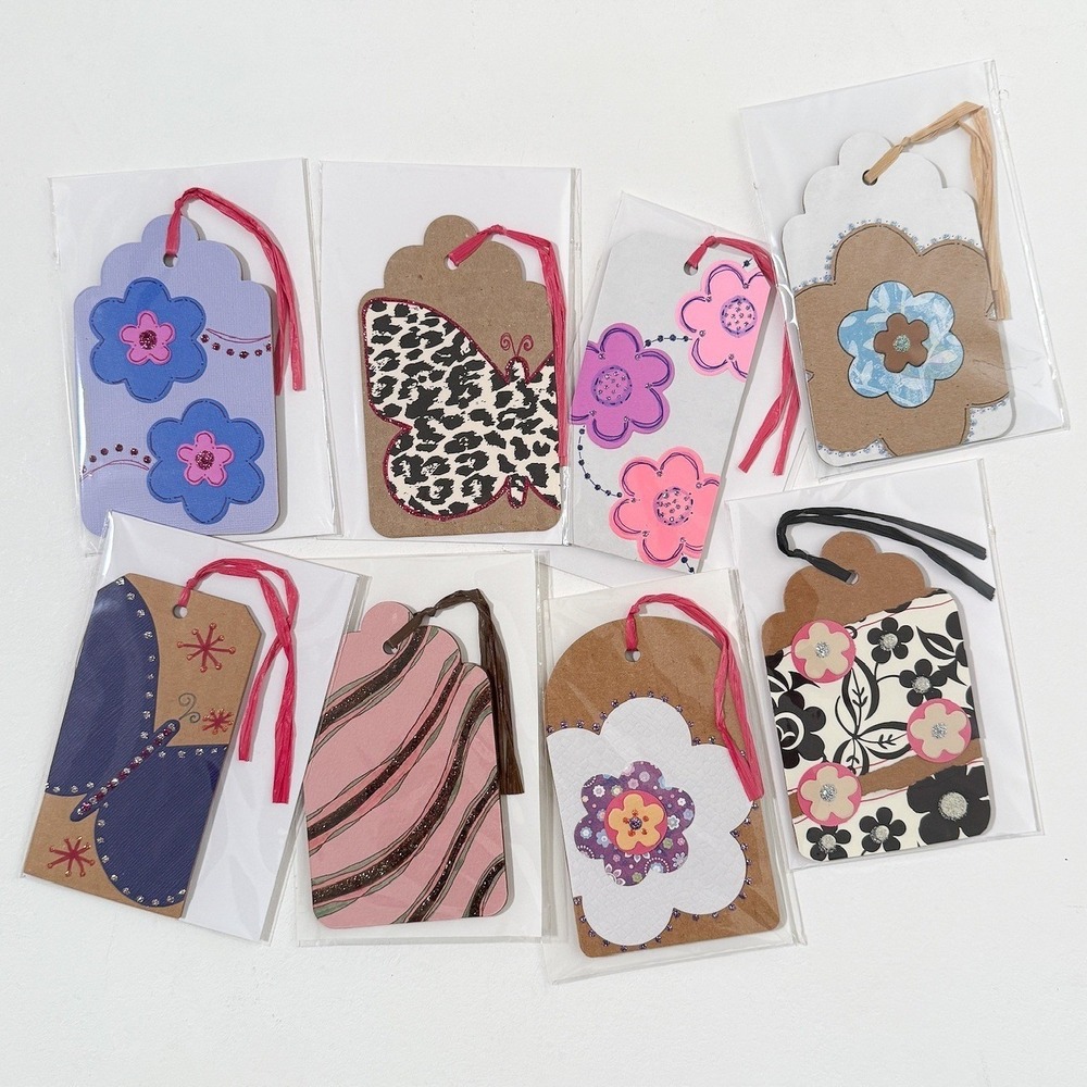 Gift Tags Lot 16 One-of-a-Kind Handmade Decorative Upcycled Cardboard Craft - Picture 2 of 3